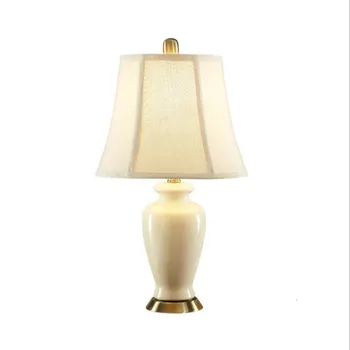 

European Simple Handmade White Ceramic Fabric Led E27 Table Lamp for Living Room Bedroom Study Deco H 55cm AC 80-265V 1637