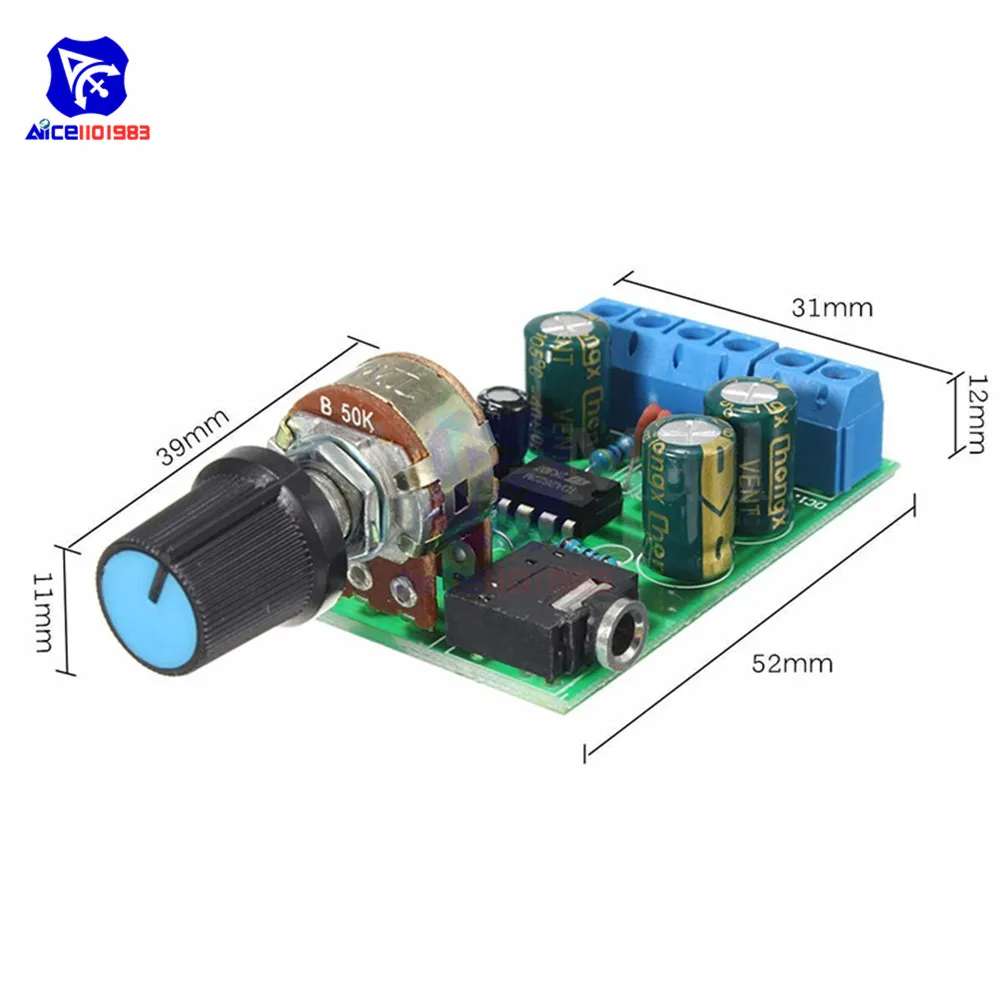 DC1.8-12V TDA2822M Amplificateur 2.0 Canaux Stéréo 3.5 mm Audio Board MODULEES