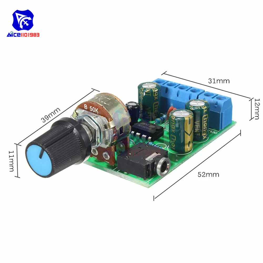 TDA2822 TDA2822M Плата усилителя постоянного тока 1,8-12 В 2,0 канальный стерео мини AUX аудио модуль усилителя с потенциометром 50K Ом