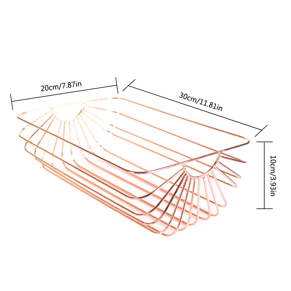 Настольная металлическая корзина для хранения косметики, органайзер, железный скандинавский стеллаж для хранения розового золота, корзина для фруктов, кухонные Органайзеры