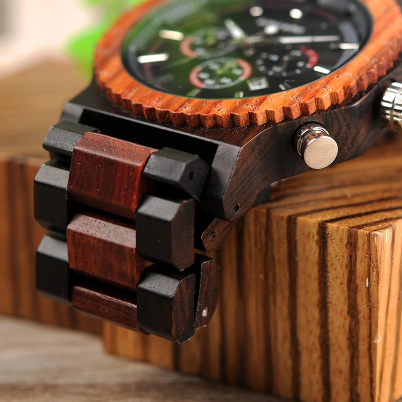 Big Size Wood Watch BOBO BIRD Men Fashion Luxury Wristwatch Timepiece Chronograph Date Display relogio masculino In Box L-R15