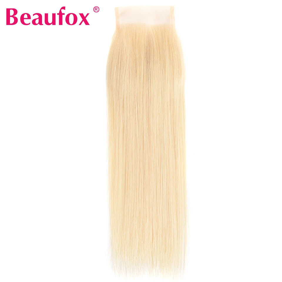 Beaufox 613 блонд бразильские прямые волосы Кружева Закрытие человеческих волос 4*4 закрытие свободная часть с Детские волосы remy