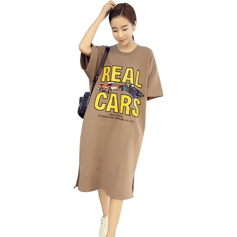 Maternity Clothing Casual Women Clothes Knee-Length Maternity Dress Nursing Dress Cartoon Cotton Pregnant Women Dress Plus Size