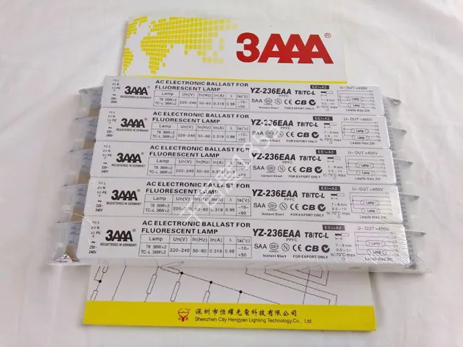 

1 piece 3AAA YZ-236EAA 220-240V 2x36W 2x40W L290D Neon Lamp / Fluorescent Lamp T8 Electronic Ballast