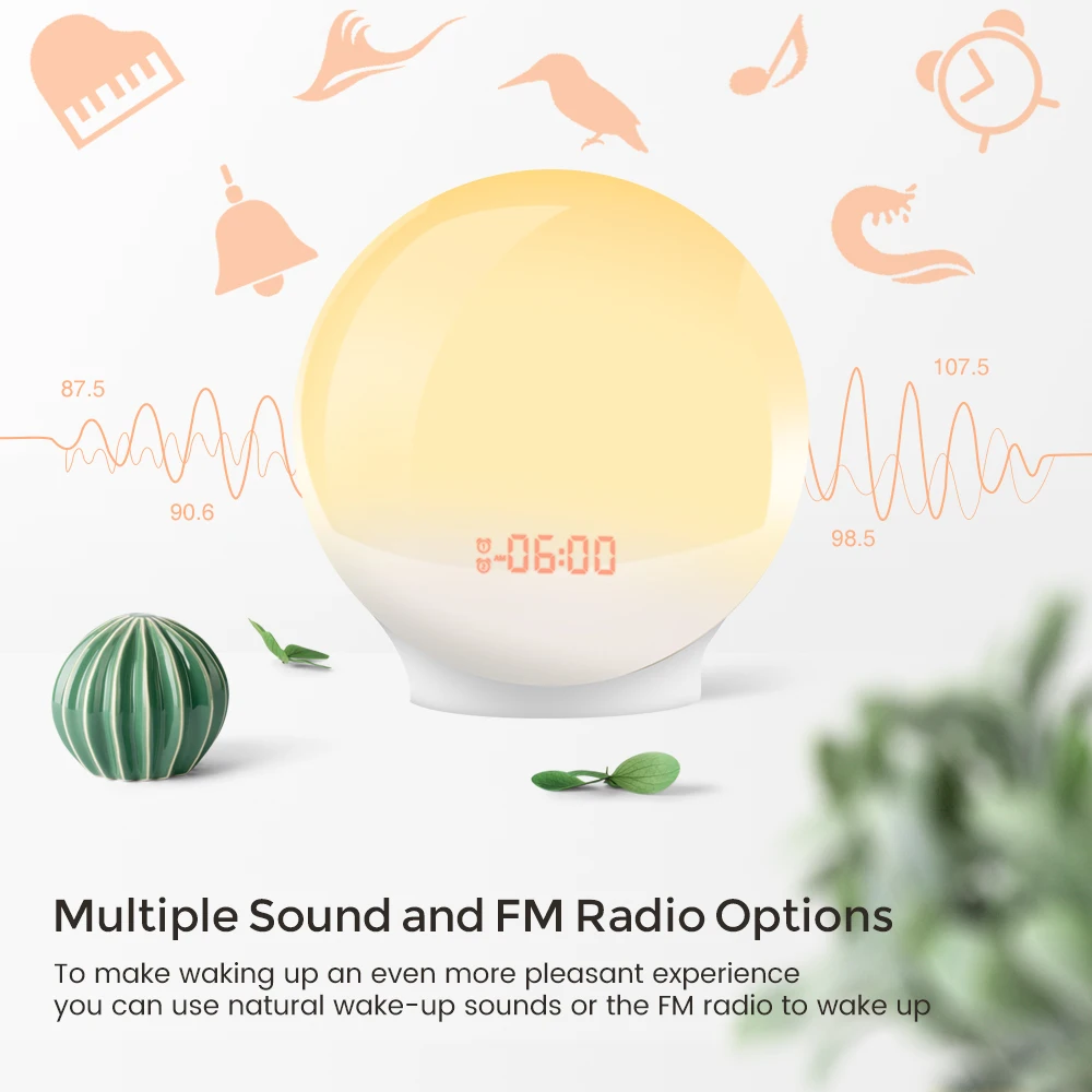TITIROBA, будильник, будильник, светильник, цифровой Повтор, природа, ночная лампа, часы, рассвет, красочный светильник, с звуками природы, fm-радио