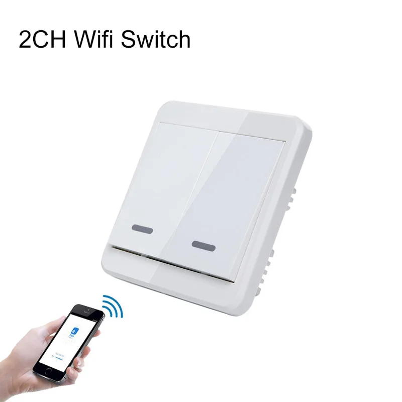 

KTNNKG UK Standard AC 110V 220V 2 Gang Wifi Wall Switch Touch Switch Smart House Module Work with Alexa Google Home app Control