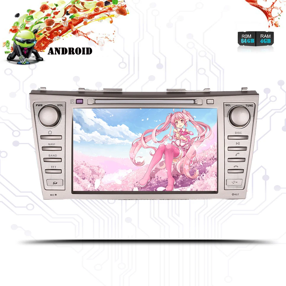 Excellent 4G+64G Android 9.0 Car Autoradio dvd Video headunit with 3/4g wifi gps navi For Toyota camry 2007 - 2011 SWC TPMS OBD2 DAB BT SD 2