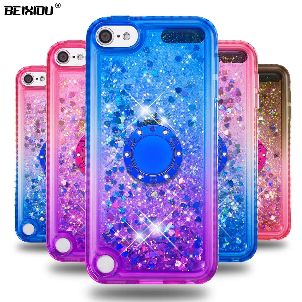 Quicksand bling Case For Apple iPod Touch 6 Cover TPU Back 5 With Ring Buckle Bracket touch touch6 |