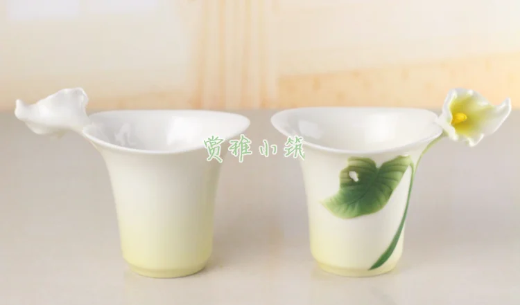 Керамическая кофейная чашка Calla Flower из костяного фарфора фарфоровые цветные