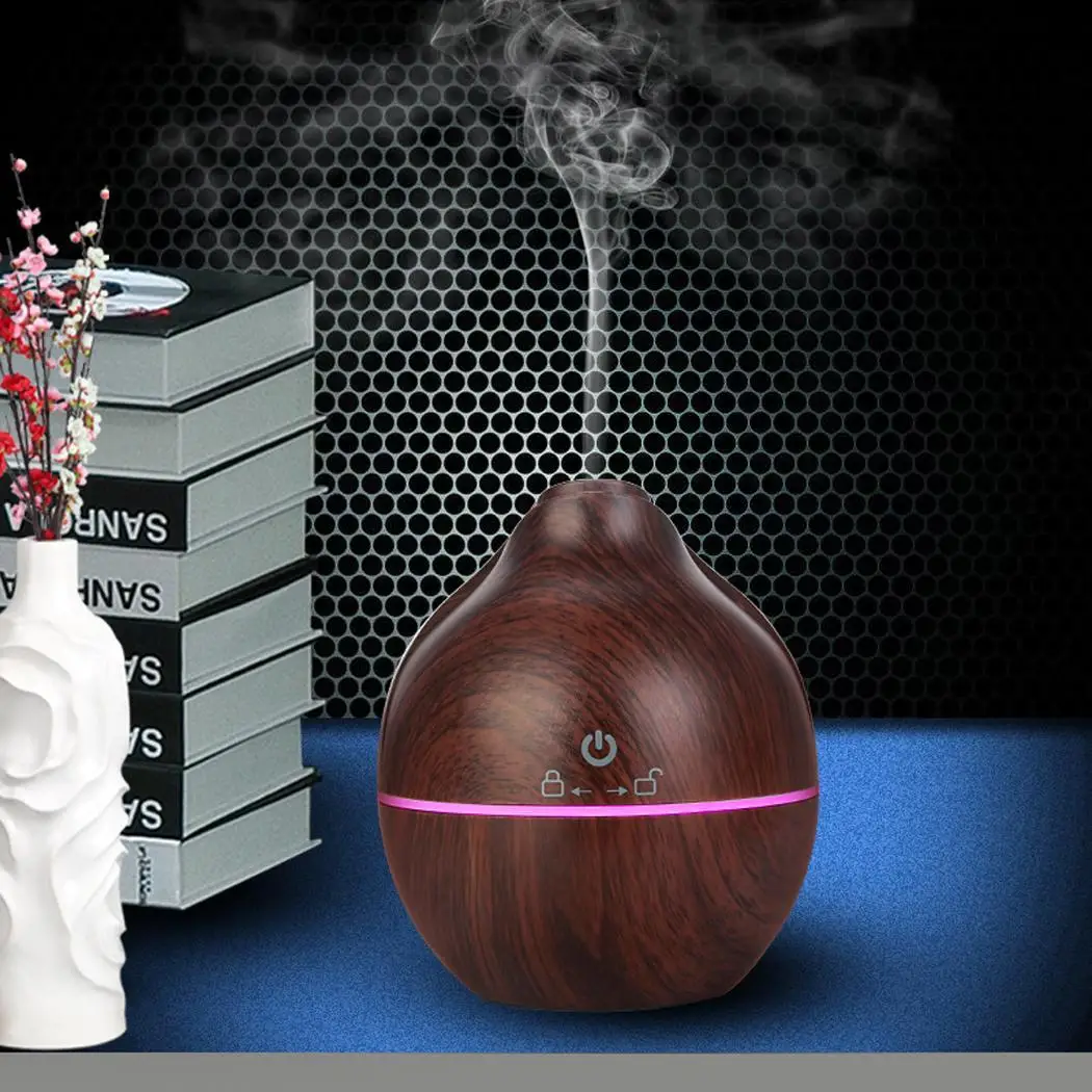 

electric humidifier aroma oil diffuser ultrasonic wood air humidifier USB cool mini mist maker LED lights for home Hot