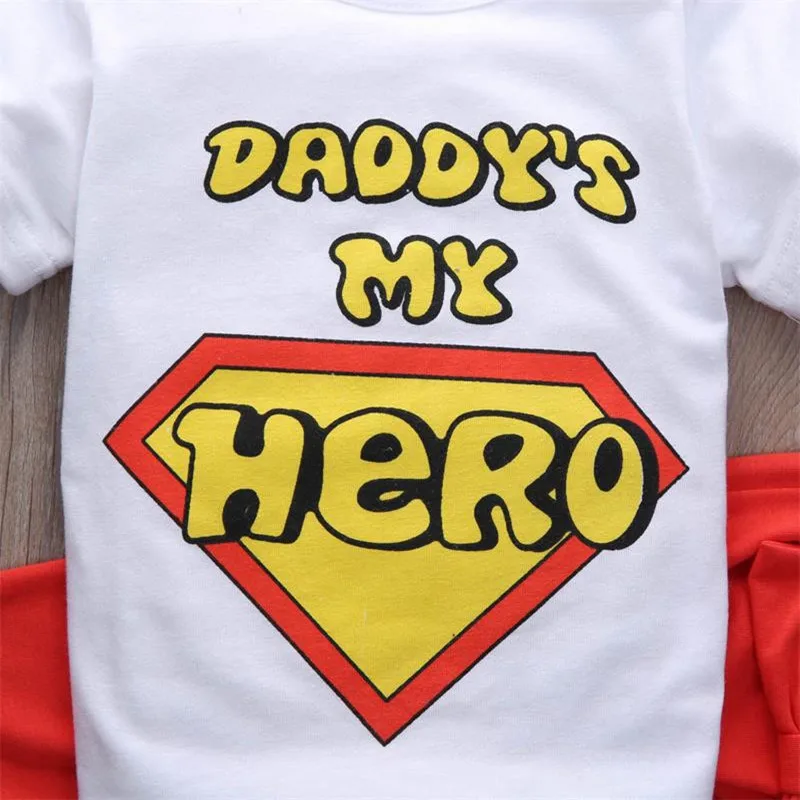 2 предмета, футболка для маленьких мальчиков и девочек топы+ штаны, летняя повседневная одежда для папы и героя, комплект одежды