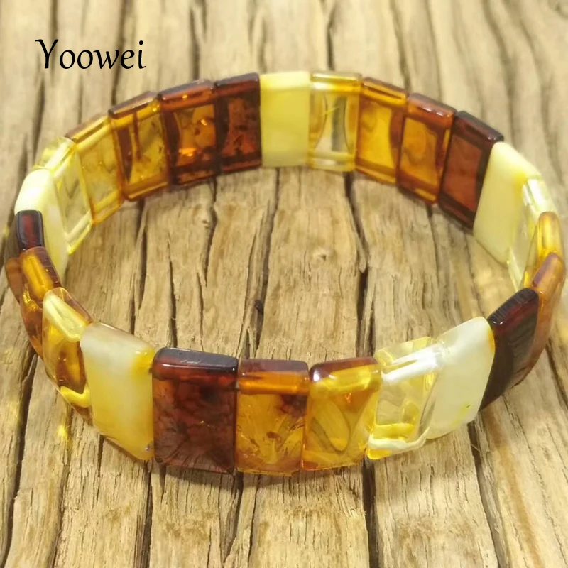 

Yoowei 10g 15mm New Baltic Amber Bracelet Adult Luxurious New Year Gift Unique Geometric Genuine Natural Amber Jewelry Wholesale