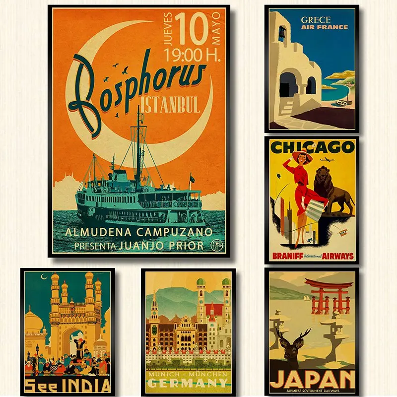 

TRAVEL & RAILWAYS Posters Wall Stickers vintage Poster Prints High Definition wall art painting For Livingroom Home Decoration