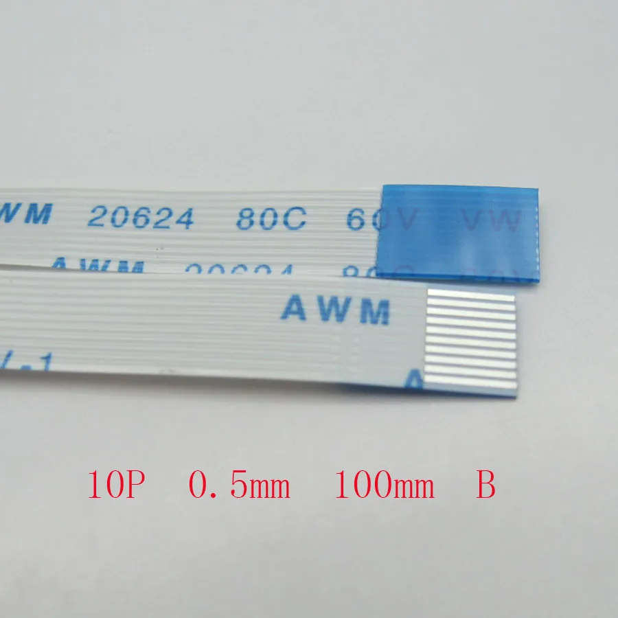

2PCS New FFC FPC 10pin flat flexible cable 0.5mm pitch forward Length 100mm 10cm Width 5.5mm Ribbon 10p Flex Cable Type B