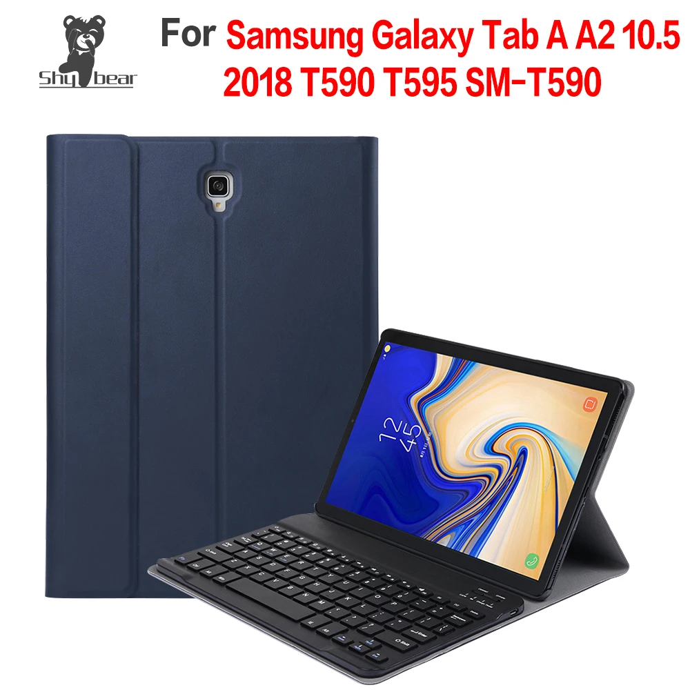 

PU Leather Case for 2018 Released Samsung Galaxy Tab A A2 10.5 2018 T590 T595 Removable Bluetooth Keyboard Cover Case
