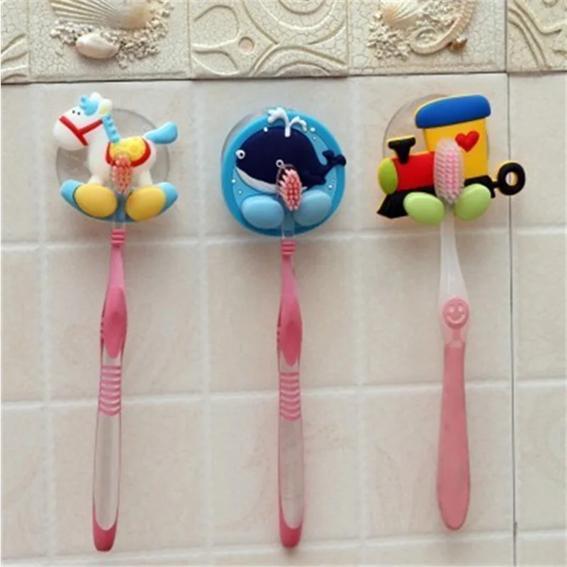 

Baby Care Cute Cartoon Animal Shape Holder Sucker Suction Hooks Set Hanging Baby Kids Toothbrush Holder Bathroom Accessories