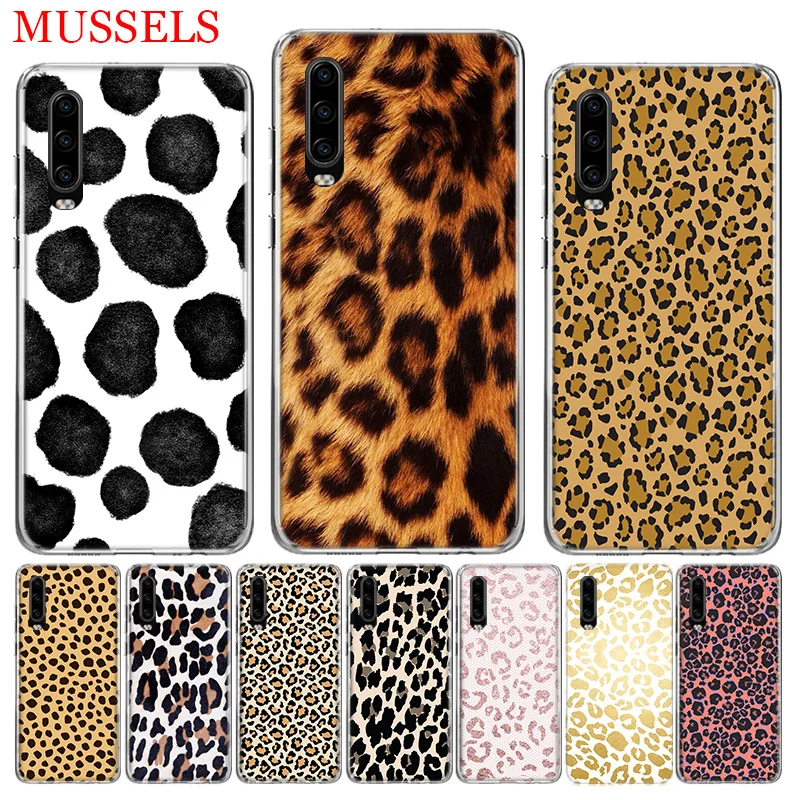 

Leopard Pattern Phone Case for Huawei P30 P20 Mate 20 10 Pro P10 Lite P Smart + Plus 2019 Cover Shell Capa Coque