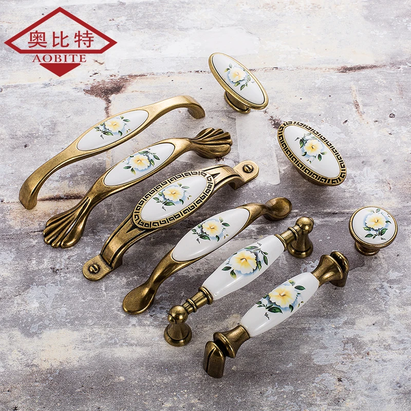 AOBITE Ceramic Handle Drawer Antique Pulls Dresser Pull Knobs Classic Vintage Kitchen Cabinet Solid Decor Pull Door Handles 733 AOBITE Ceramic Handle Drawer Antique Pulls Dresser Pull Knobs Classic Vintage Kitchen Cabinet Solid Decor Pull Door Handles 733