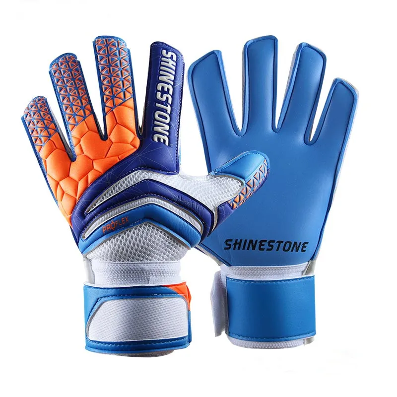 Профессиональные детские футбольные вратарские перчатки для мужчин и женщин футбольные Вратарские Перчатки Нескользящие Плотные Латексные перчатки защита пальцев - Цвет: 915 blue
