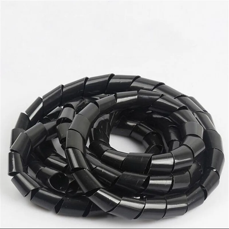 Dia 6-20mm PE Plastic White/Black Winding Pipe Bundle Line Hose Wire Protection Finishing Collection Line Protector Cable Sleeve