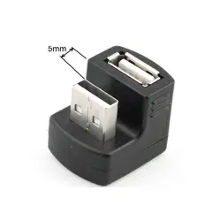 Новый прямоугольный адаптер USB 2,0 с удлинителем для мужчин и женщин 90 180 градусов черный