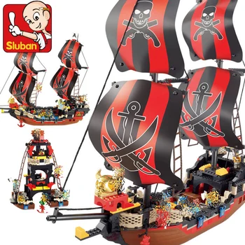 

Sluban 0129 632Pcs Pirates Caribbean Black Pearl building Blocks Hobbies education toys for Children gifts Compatible With Toys