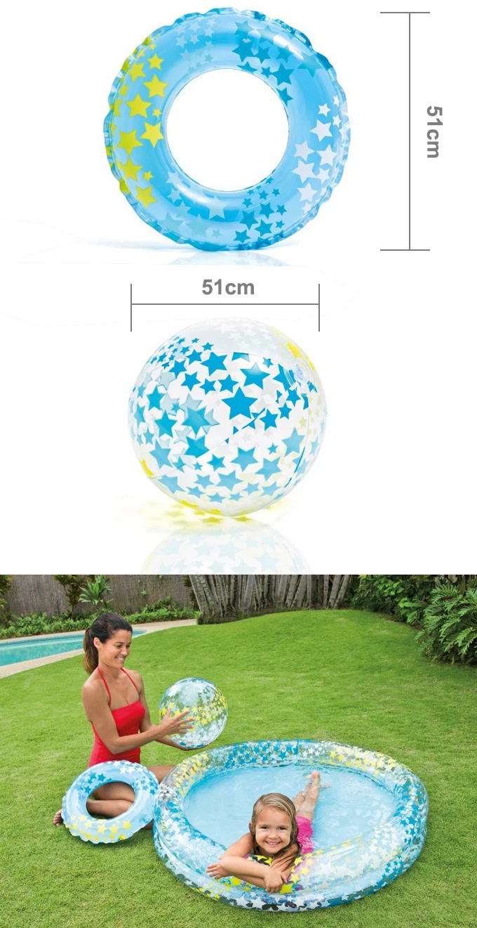Inflatable Foldable Swimming Pool with Swim Ring Beach Ball Set Kids Water Play Mat Swim Rug Game Fun Toys For Baby Seaside (10)