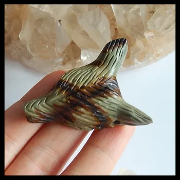 

Hot sale,Carved Multi-color Picasso Jasper Wolf Head Pendant,45x35x12mm,19.8g