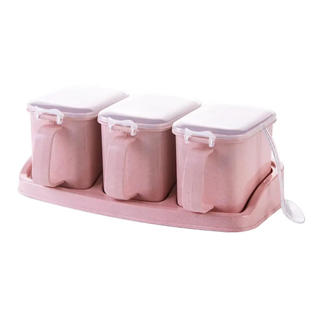 OTHERHOUSE коробка для приправ банка для специй может установить соль емкость для перца органайзер для специй Диспенсер кухонный графинчик бутылки для специй - Цвет: Pink 3Pcs