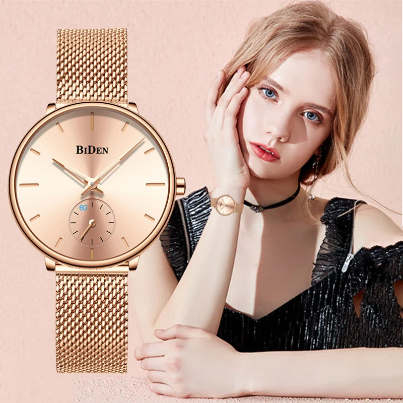 

Simple Style Women Watches Luxury Brand Fashion Watch Women Minimalist Casual Rose Mesh Steel Waterproof Clock Relogio Feminino