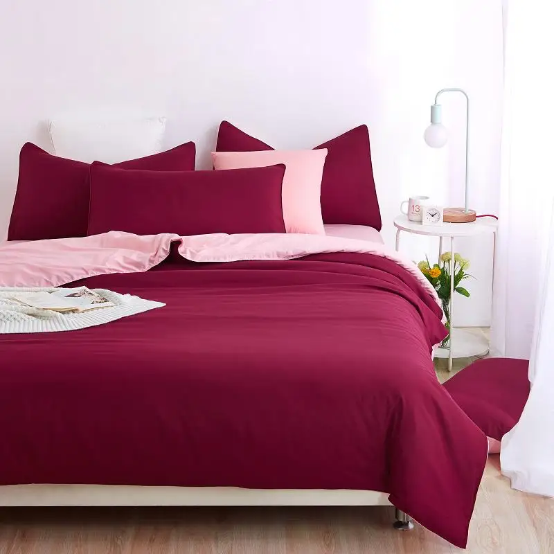 Unikea 2016 New Minimalist Bedding Sets Red Wine Color Duver Quilt Cover Bed Sheet Beige Pillowcase Soft Comfortable King Qu Bedding Set Red Minimalist Beddingbedding Set Aliexpress