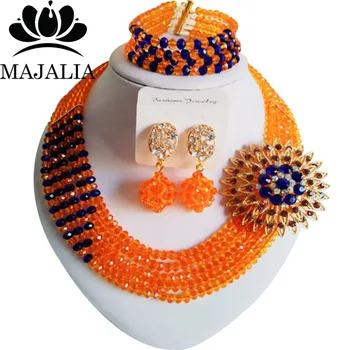 

Fashion african jewelry set orange Crystal Nigeria Wedding african beads jewelry set Free shipping Majalia-201