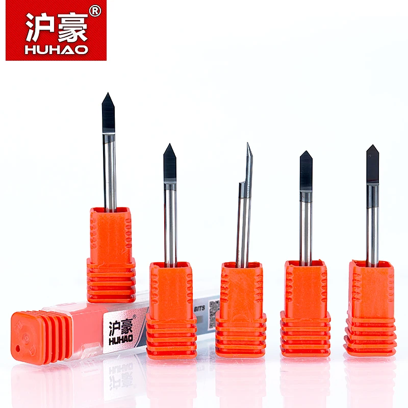 

HUHAO 1pc 3.175mm Titanium Coating Engraving Bits 3A Top quality Carving Cutter Flat Bottom CNC router bits for wood end mill