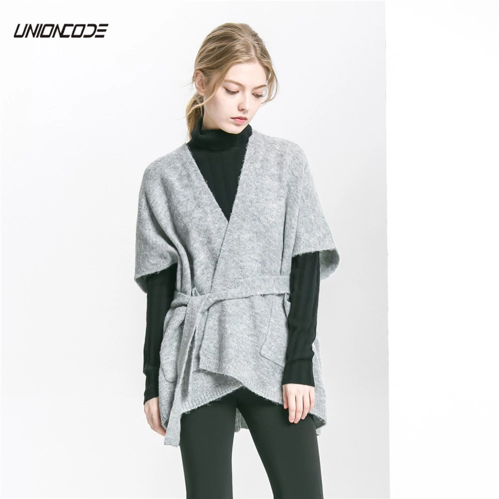 Wool Blend Channel Cardigan With Tie Belt Women 2017
