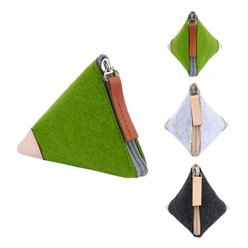 

Retro Durable Zongzi Shape Coin Purse Women Men Felt Wallet Small Change Pouch Key Pouch Large Capacity with Zipper