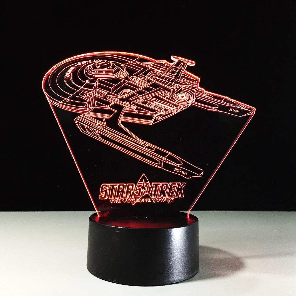 

3D USB LED Battleship Lamp 7 Color Changing Spacecraft Star Trek Night Light Cool Boy Bedroom Decor Gifts Bedside Light Fixture