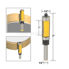 1Pcs 1/4 Shank 1 Cutter Top &Bottom Bearing Flush Trim Router Bit For Woodworking Tool JF1484 4pcs 6 8 10 12mm 1 4 shank flush trim router bits set end bearing router bit diy woodwork tool