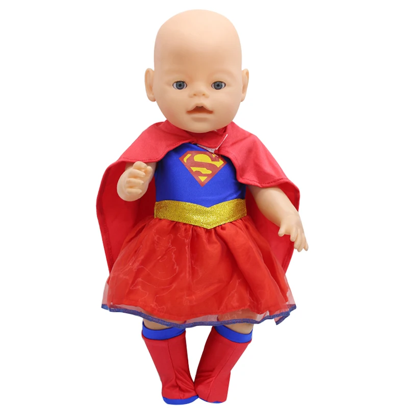 

Baby Doll Clothes Superman Clothing + Cloak + Socks Suit Fit 43cm Baby Doll Accessories Birthday Gift X-141