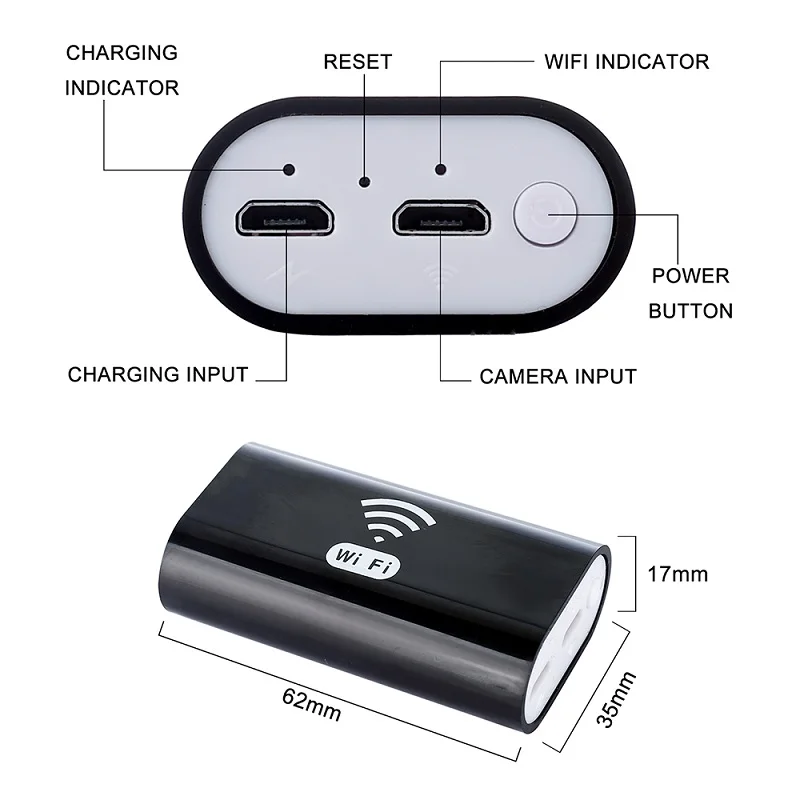 Wifi эндоскоп камера HD720P 8 мм объектив USB камера Полужесткий кабель Водонепроницаемый Iphone Android Беспроводной автомобильный осмотр бороскоп