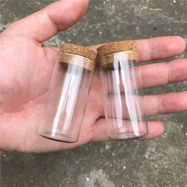 20ml Glass Tube with Wooden Cork 20cc Clear Glass Vial Transparent Jar