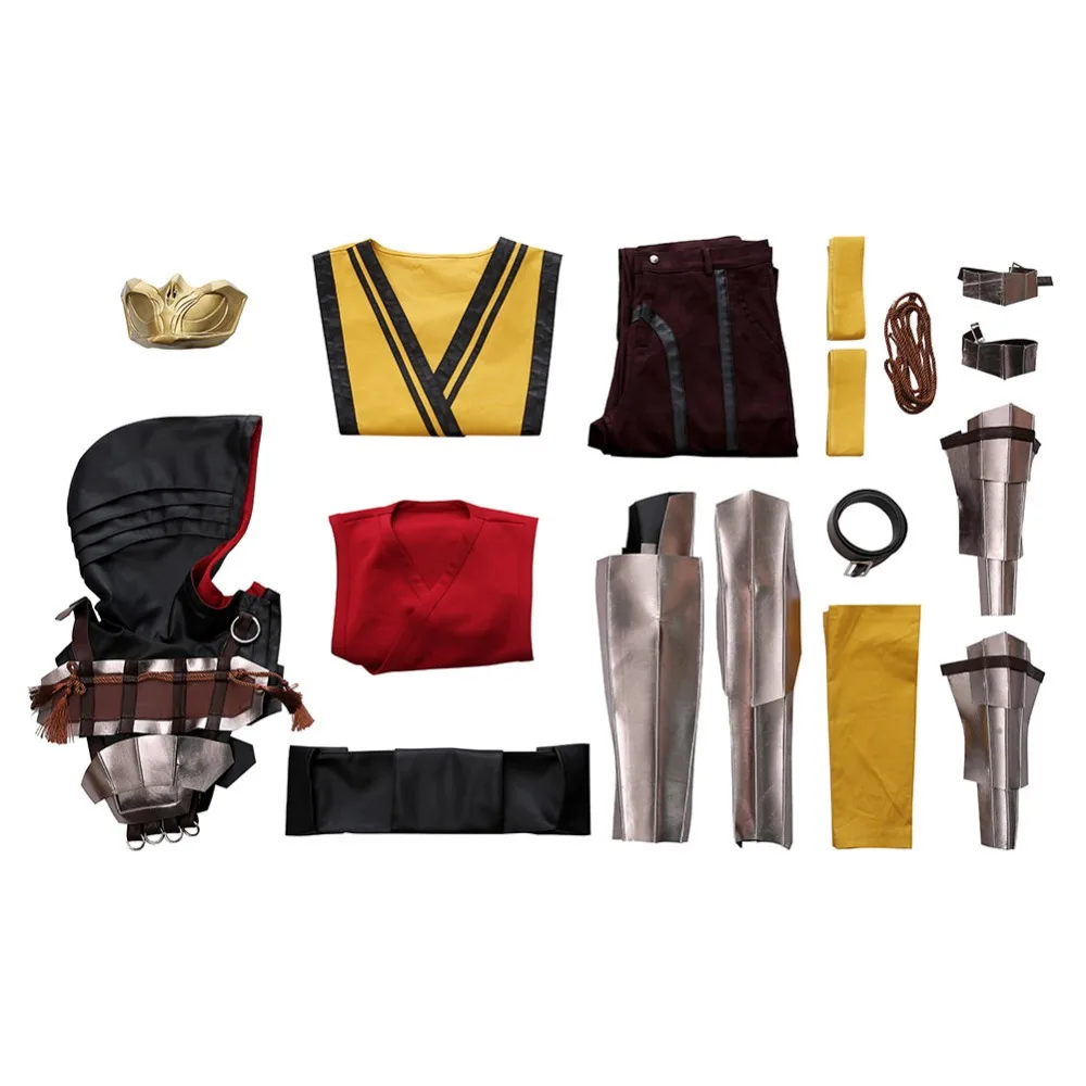 Скорпион Косплей Mortal Kombat Hanzo Hasashi костюм для взрослых мужчин униформа наряд маска полный набор Хэллоуин Карнавал индивидуальный заказ