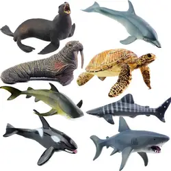 8 моделей Ocean морских животных-моделей Акула морж детей распознавания Игрушечные лошадки ребенка раннего образования обучения Игрушечные