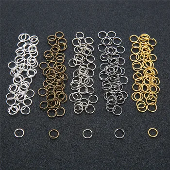 

Aclovex 200pcs 4mm 5mm 6mm 8mm 10mm Open Jump Rings & Split Rings Gold Silver Color Metal Iron Connectors for Diy Jewelry Making