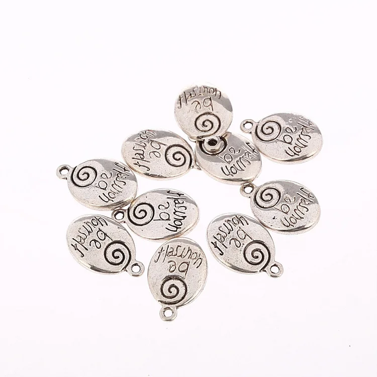 

10pcs be happy Tibetan Silver Bead charms Pendants fit bracelet 20*15mm