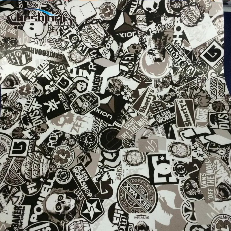 Black-White-Graffiti-Cartoon-Stickerbomb-For-Car-Motorcycle-Scooter-Scateboard-Helmet-DIY-Decal-Vinyl-Wrap-Adhesive-Film-Sheet-04