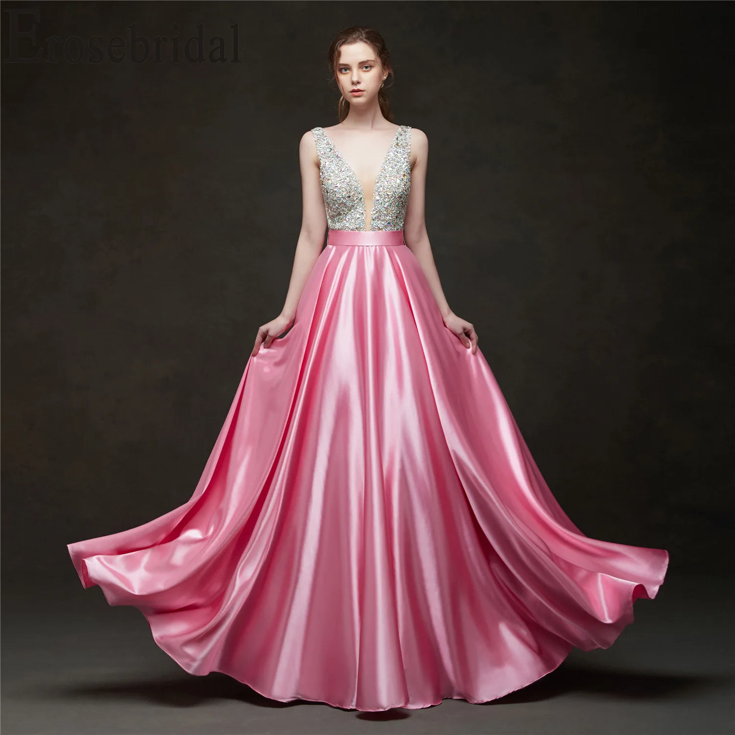 Erosebridal 2019 Evening Dress Long Party Dress Elegant Formal Dresses Evening Gown for Women Pink/Red/Black/Blue/Green/Yellow