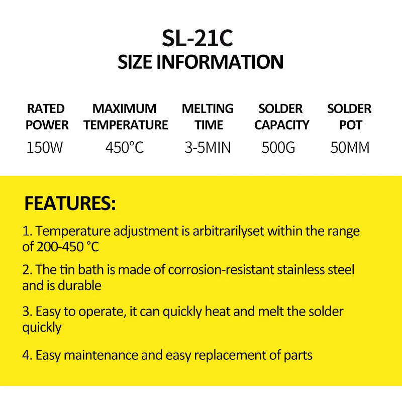 SL-21C 100 Вт 50mm500g емкость цифровой термостат свинцовый горшок из титанового сплава пайки 110 В 220 В