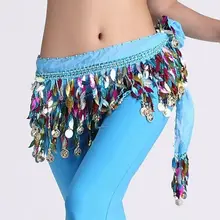 Танец живота юбка для танцев костюм Срок годности Новое поступление Цепи разноцветные листья шифон 88 huazhung монет Яо jin ремень