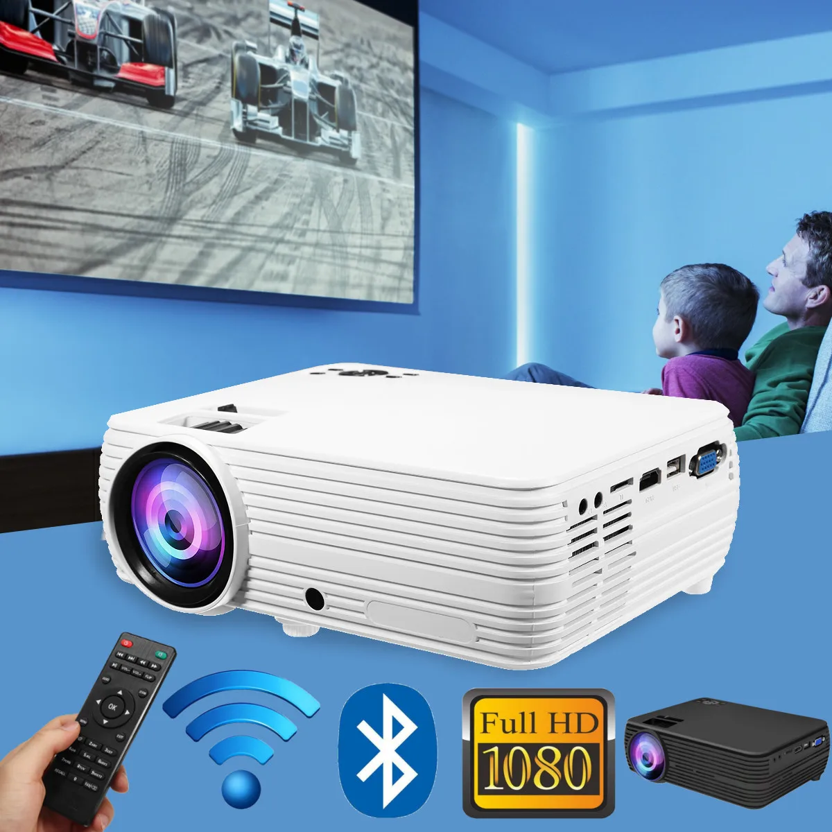 

HOT X5 LCD Projector Home Cinema Theater Movie wifi bluetooth LED Proyector HD Projectors AV Support 1080P 7000 Lumens