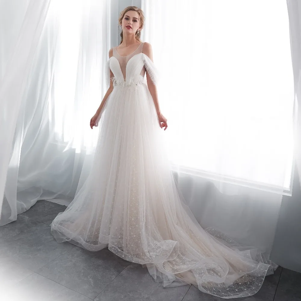 Vivian's Bridal 2018 летнее романтичное свадебное платье с открытой спиной и открытыми